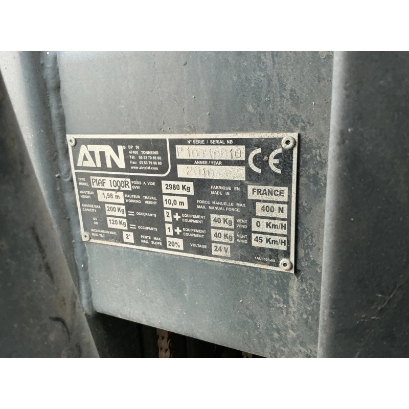 Nacelle mât vertical électrique ATN 1000R type TOUCAN                                              France compact