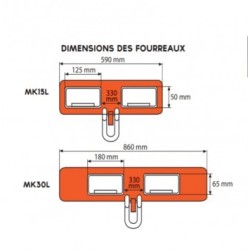 Potences pour chariot élévateur (centre de gravité 500 ou 600 mm)