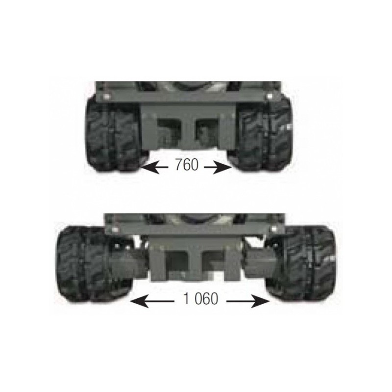 Mini Dumper CARRY 107HT CE (kit ciseaux) avec benne, pelle chargeuse et voie variable