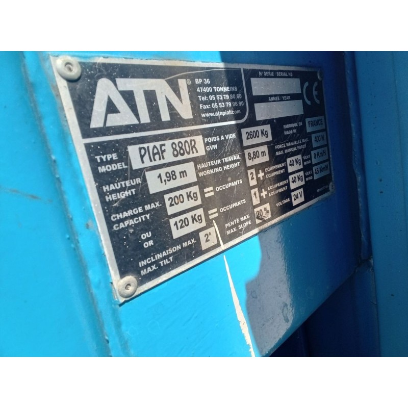 Nacelle ATN Piaf 880R- 2007 8m | France Compact