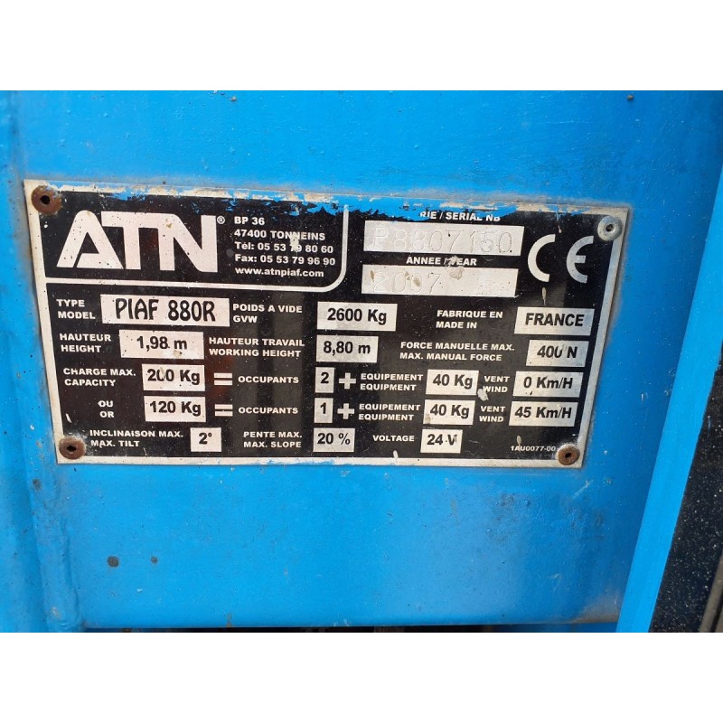 Nacelle ATN Piaf 880R- 2007 8m | France Compact
