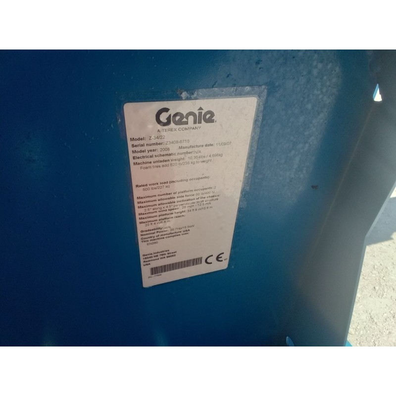 Nacelle electrique 12.50 métres GENIE Z34/22N