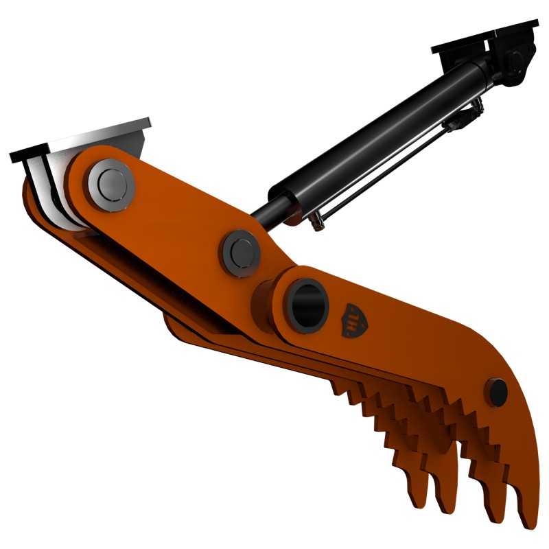 Pince Hydraulique à 3 Trous Pour Mini-pelle (0.8-1.5T) - Avec Tuyaux M14 Et Vis - En Acier Au Manganèse