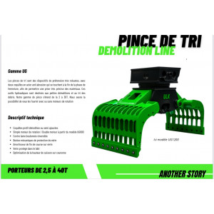 Pince de tri ULK UG350 pour pelles de 2 à 3.5T